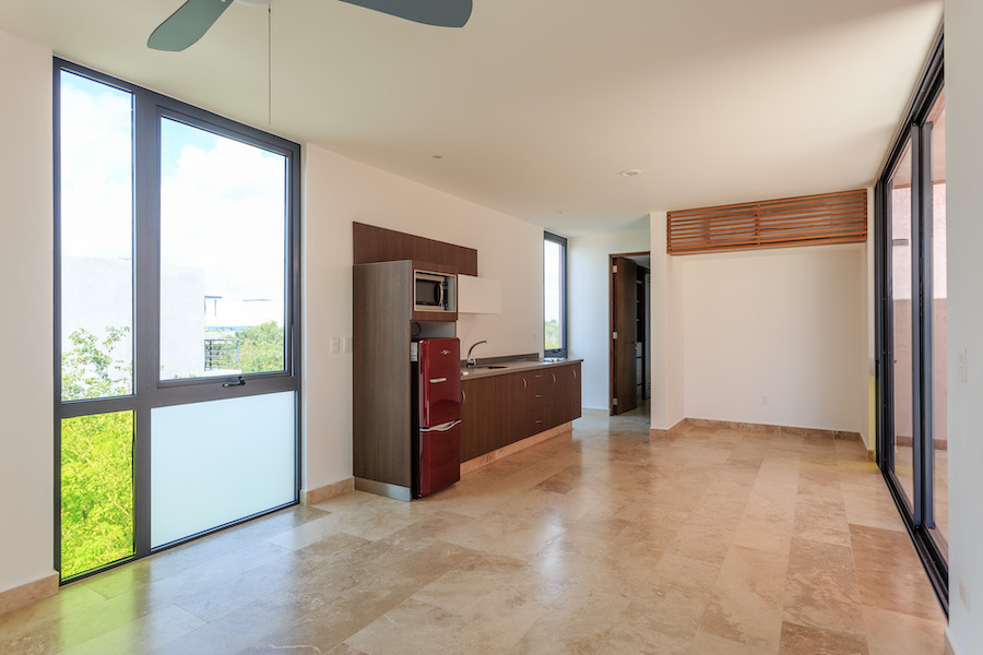 N Querido Tulum sala y cocina ventanal